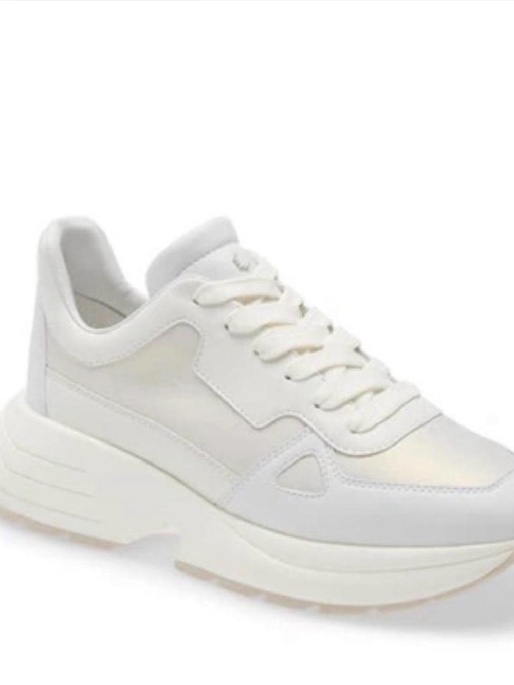 Stuart Weitzman White Platform Lace-Up Sneaker